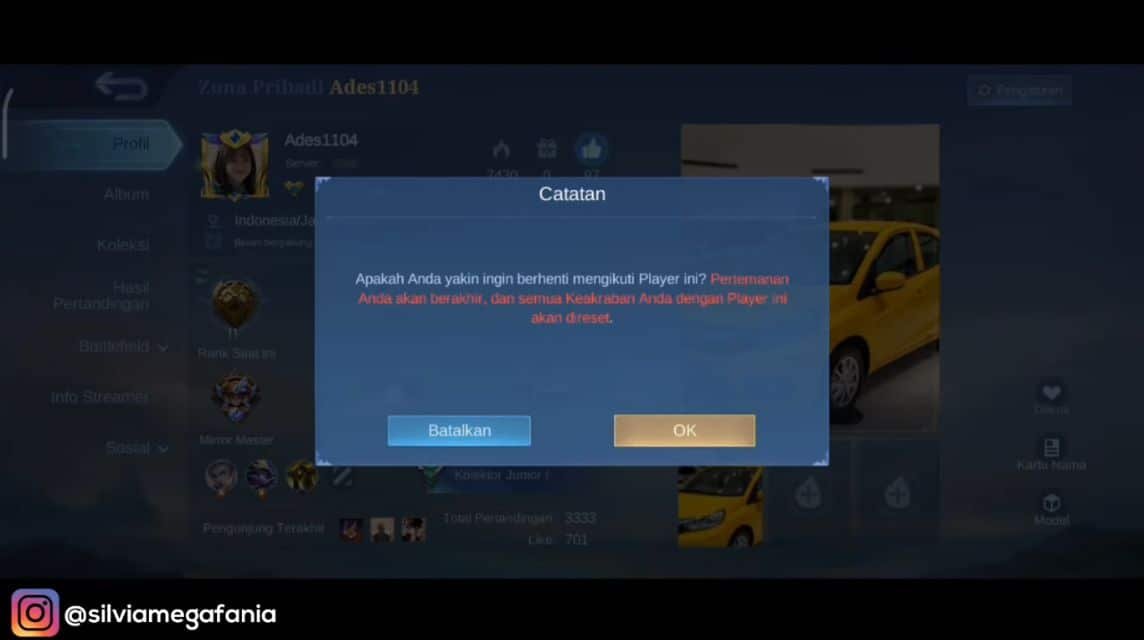 cara hapus chat di ml