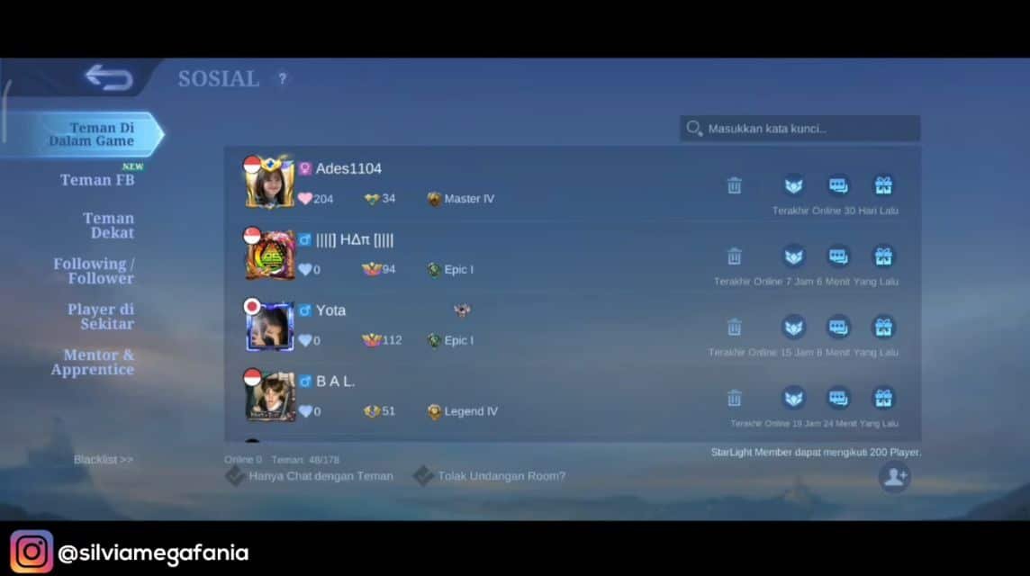 cara hapus chat di ml