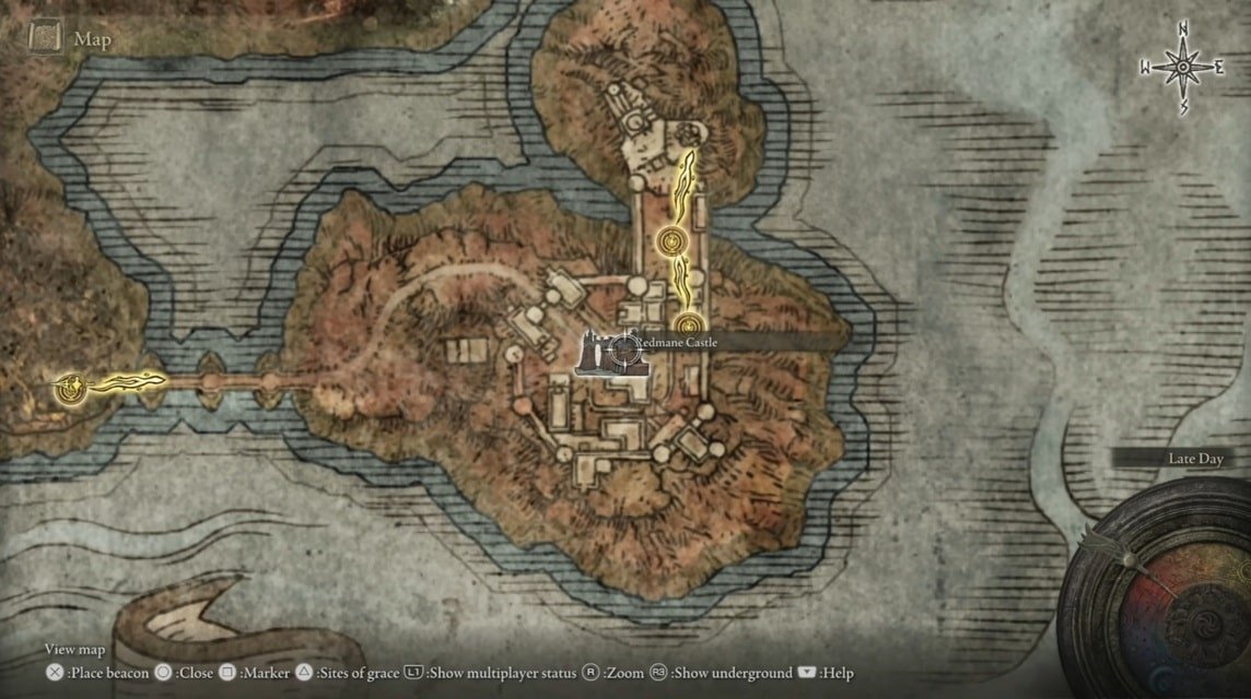 Redmane Castle Elden Ring - Lokasi