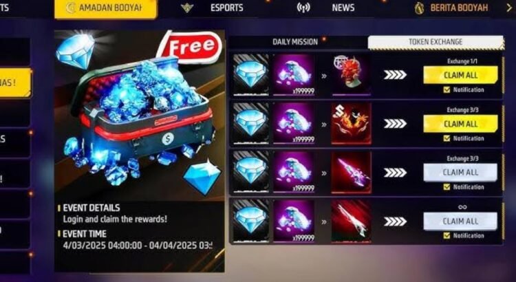 Cara Dapat FF Reward, Bonus Diamond Free Fire Gratis