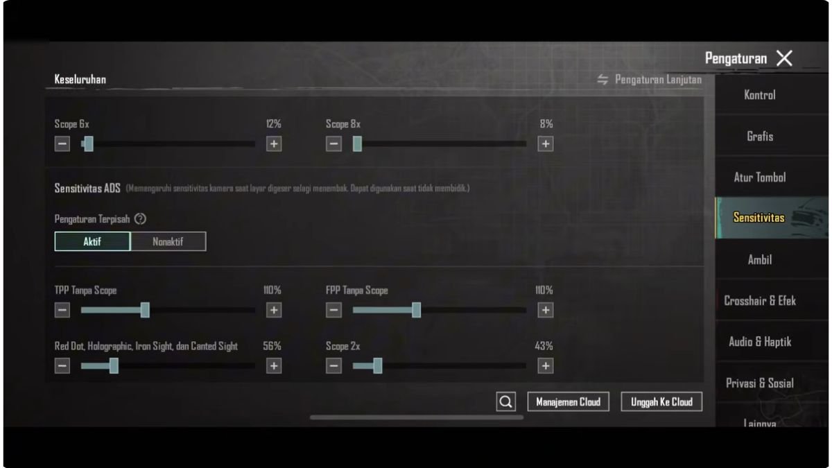 Setting Sensitivity PUBG Mobile