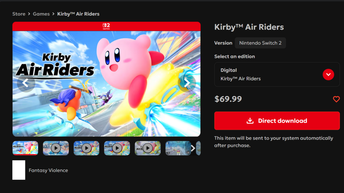 Harga digital download Kirby Air Riders