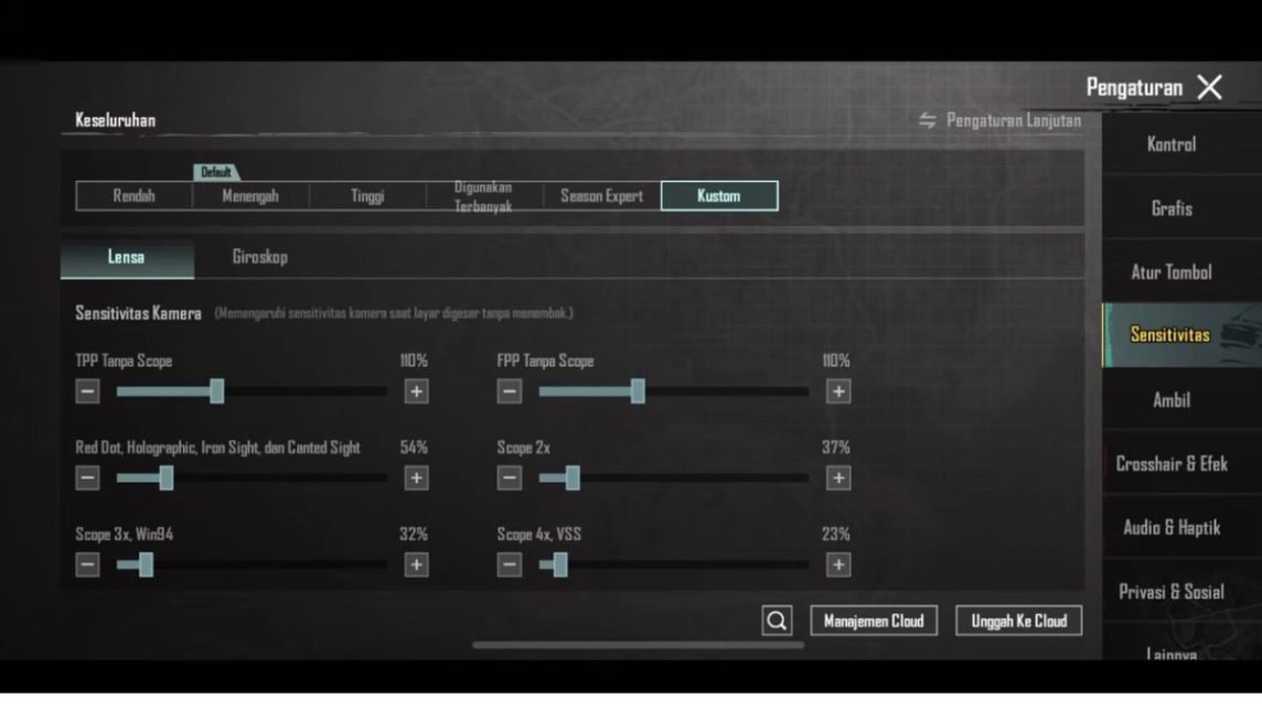 Setting Sensitivity PUBG Mobile