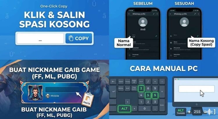 Cara Buat Nama Kosong WA, IG, & Game