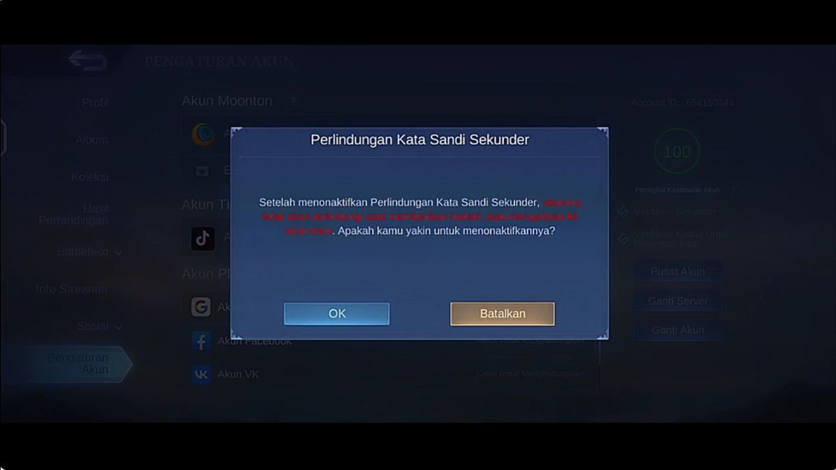 Kata Sandi Sekunder ML