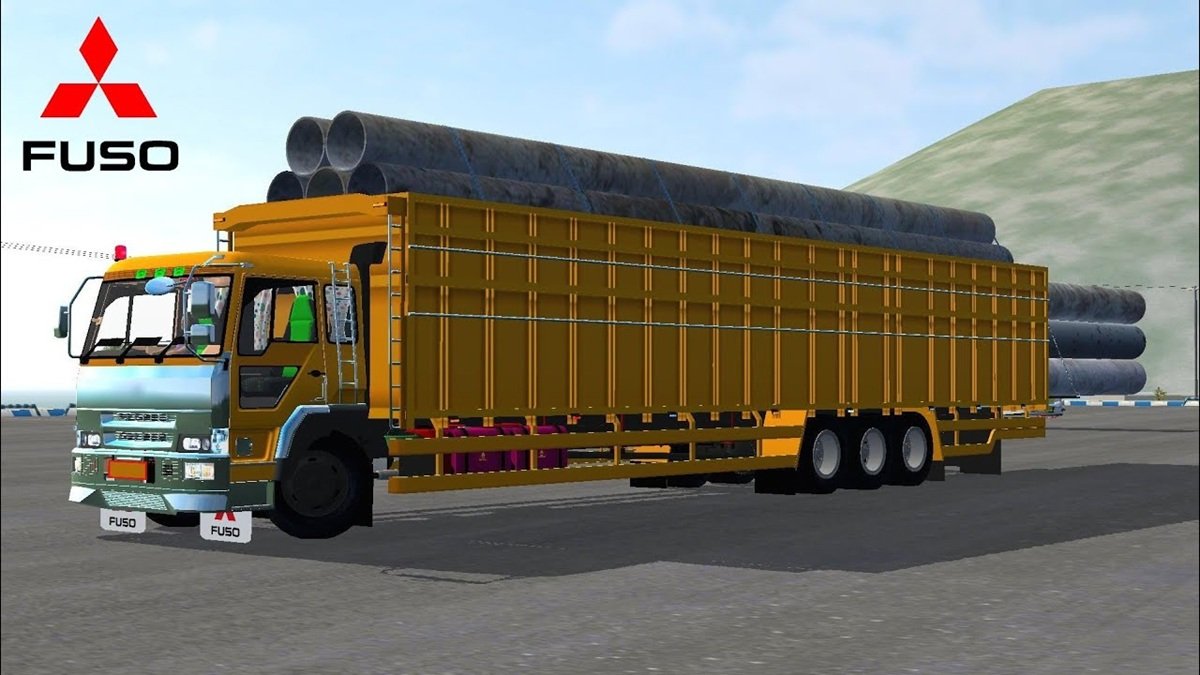 mod bussid truck fuso 6x4 muatan berat
