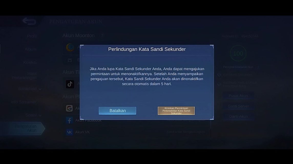 Kata Sandi Sekunder ML