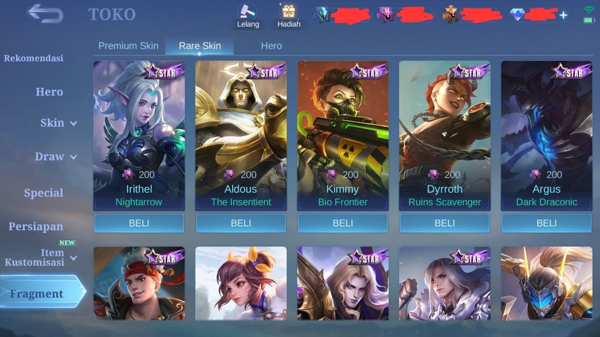 cara beli skin StarLight yang sudah lewat