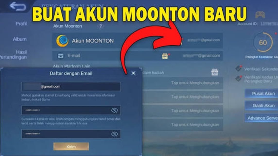 cara daftar akun moonton melalui web